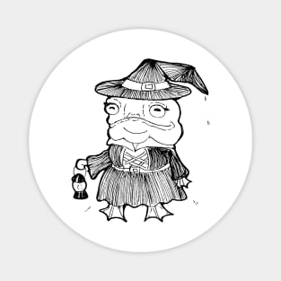 Inktober Agatha the Frog Witch Magnet